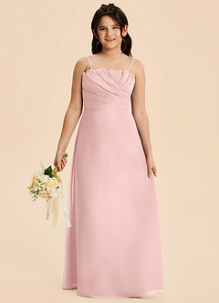 Azazie Rory Junior Vestido de Rosa Empolvado de Gasa de Corte en A con Plisado image6