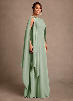 Azazie Liddie Mère de la mariée Robes Robe Trapèze en Mousseline de soie Plissée Vert Sauge image2