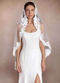 front Persila Lace Waltz Length Veil
