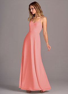 Azazie Mei Bridesmaid Dresses Coral A-Line Chiffon Dress image4