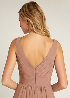 Azazie Pierrette Bridesmaid Dresses Champagne Rose A-Line Pleated Chiffon Dress image6