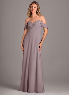 Azazie Kaylyn Brautjungfernkleider A-Linie Gestreift Chiffon Kleid Dämmerung image6