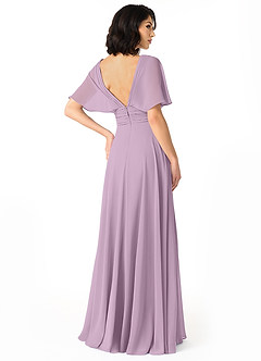 Azazie Pamela Bridesmaid Dresses Wisteria A-Line V-Neck Pleated Chiffon Dress image2