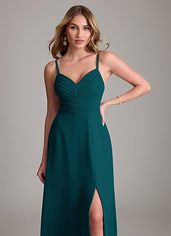 Azazie Terese Bridesmaid Dresses Pine A-Line Pleated Chiffon Dress image5