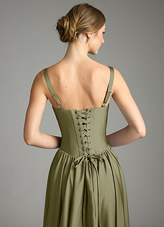 Azazie Evadina Suknie dla druhen Linia A Gorset Satyna elastyczna Do ziemi Sukienka image6