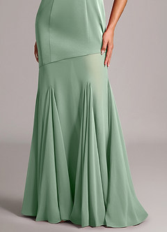 Azazie Uma Brudtärnklänningar Klä av Sjöjungfru i Chiffong Axelbandslös Agave Konvertibel image6