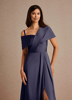Azazie Milton Mother of the Bride Dresses Stormy A-Line Pleated Stretch Satin Dress image3