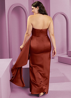 Barbie ♥ Azazie Jurken voor bruidsmeisjes Converteerbaar Jurk van Stretch Satijn met Kolom Strapless Terracotta image10