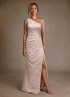 Azazie Joylin 신부의 어머니 드레스 트럼펫 한쪽 어깨 플로럴 번아웃 플로어 길이 드레스 image4