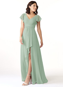 Azazie Omari Bridesmaid Dresses Agave A-Line Chiffon Dress image4