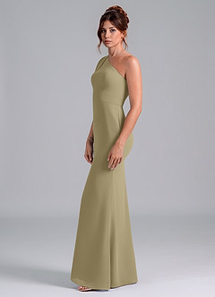 Azazie Rinna Brautjungfernkleider Meerjungfrau-Linie One-Shoulder Chiffon Kleid Moosgrün image4
