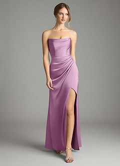 Azazie Leonis Bridesmaid Dresses Wisteria Mermaid Pleated Stretch Satin Convertible Dress image5