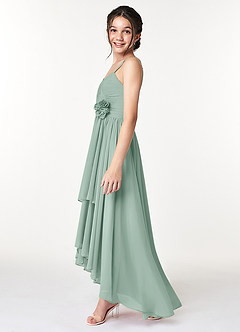 Azazie Catalina Junior Agave A-Line Ruched Chiffon Dress image5