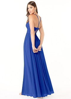 Azazie Aaida Bridesmaid Dresses Royal Blue A-Line Corset Chiffon Dress image5