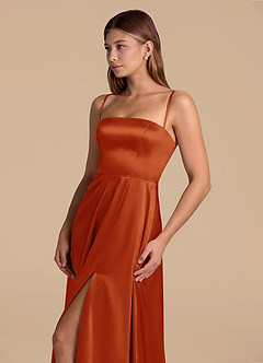 Azazie Wren Bridesmaid Dresses Paprika A-Line Strapless Metallic Satin Dress image6