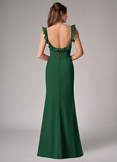 Azazie Callie Robes de demoiselle d'honneur Robe Sirène Convertible en Mousseline de soie Fente Latérale Vert Foncé image2
