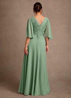 Azazie Tilda Abiti per la Madre della Sposa Abito A-Line in Chiffon Pizzo Matcha image2