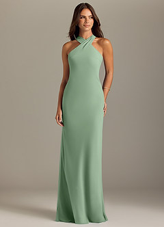 Azazie Doretta Bridesmaid Dresses Matcha Mermaid Pleated Chiffon Dress image1
