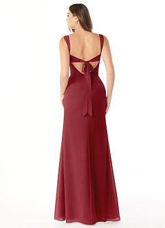 Azazie Audre Bridesmaid Dresses Pomegranate Mermaid Pleated Chiffon Dress image2