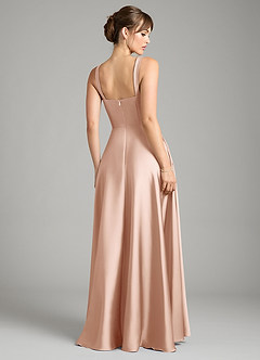 Azazie Shaude Bridesmaid Dresses Rose Gold A-Line Pleated Stretch Satin Dress image8