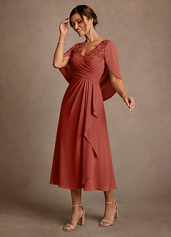 Azazie Forums Mother of the Bride Dresses Terracotta A-Line Lace Dress image3