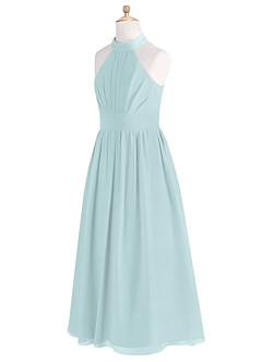 Azazie Iman Junior A-Linie Plissee Chiffon Kleid Nebel image7