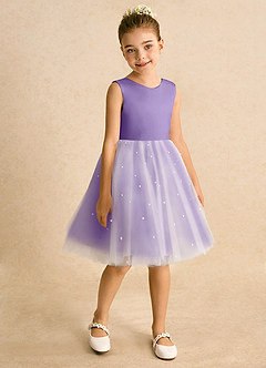 Azazie Esme Blumenmädchenkleider Ballkleid Schleifen Tüll Kleid Tahiti image7