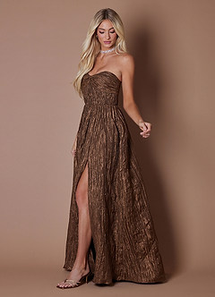 Effie Maxi Klänning Metallisk Brun image5