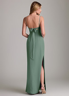 Azazie Mai Bridesmaid Dresses Eucalyptus Sheath Pleated Chiffon Dress image2