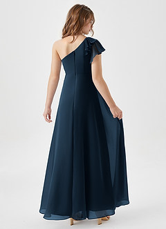 Azazie Arabella Junior Dark Navy A-Line Ruched Chiffon Dress image2