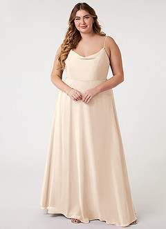 Azazie Daenerys Bridesmaid Dresses White Alabaster A-Line Cowl Chiffon Dress image8