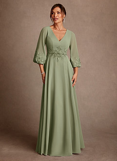 Azazie Yorba Kleider für die Brautmutter A-Linie Spitze Chiffon Kleid Pistazie image1