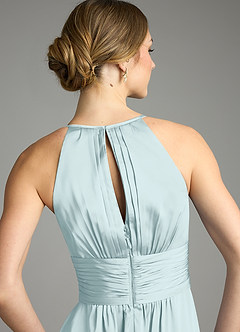 Azazie Bonnie Vestidos de damas de honor Vestido de Neblina de Satén Elástico de Corte en A con Plisado image6