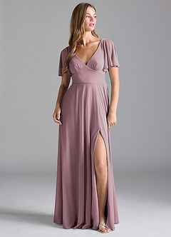 Azazie Kimber Final Sale Agave A-Line with Pockets Mesh Dress image6