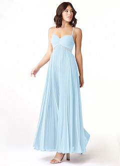 Azazie Devyn Bridesmaid Dresses Sky Blue A-Line Corset Chiffon Dress image3
