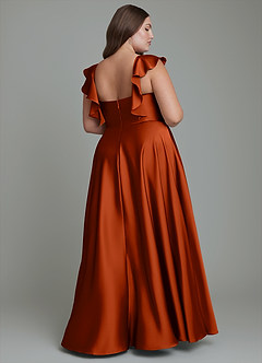 Azazie Leilani Robes de demoiselle d'honneur Robe Trapèze en Satin extensible Drapé Paprika image11