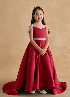 Azazie Jodi Flower Girl Dresses Scarlet A-Line Matte Satin Dress image4