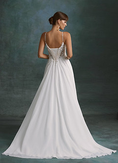Azazie Laurelle Vestidos de novia Vestido Blanco Diamante Nude de Gasa de Línea A image5