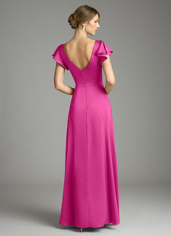 Azazie Omari Vestidos de damas de honor Vestido de Fucsia de Satén Elástico de Corte en A image2