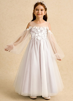 Azazie Zimi Flower Girl Dresses Rose Petal Ball-Gown Sweetheart Neckline Tulle Dress image2