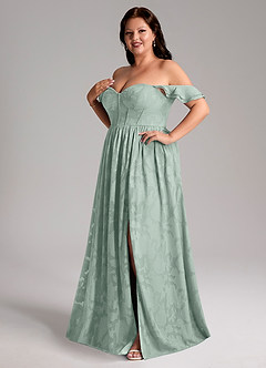 Azazie Denisse Bridesmaid Dresses Agave A-Line Ruched Floral Burnout Dress image11