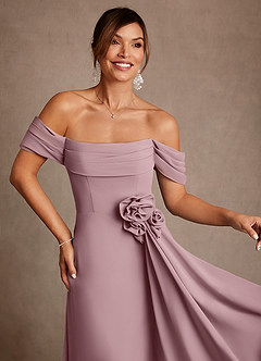 Azazie Amherst vestidos de madre de la novia Vestido de Rosa Polvorienta de Gasa de Corte en A con Vestidos sin tirantes image6