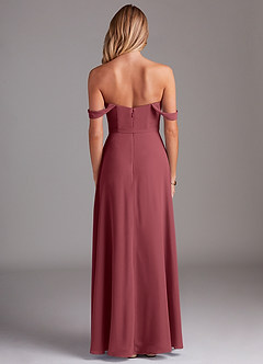 Azazie Aaron Bridesmaid Dresses Merlot A-Line Off the Shoulder Chiffon Convertible Dress image3