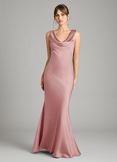 Azazie Rylina Bridesmaid Dresses Dusty Rose Mermaid Stretch Satin Dress image1