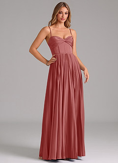 Azazie Akiko Bridesmaid Dresses Antique Rose A-Line Sweetheart Neckline Stretch Satin Dress image3