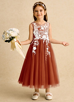 Azazie Sundae Vestidos de florista Vestido Páprica de Renda de Vestido de baile image1
