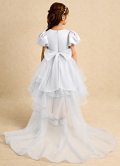 Azazie Cocoa Abiti da Ragazza di Fiori Abito Principessa in Tulle Plissettato Bianco image6