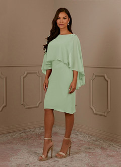 Azazie Mirra Abiti per la Madre della Sposa Abito Tubino in Chiffon con Scollo a U a Pieghe Verde Salvia image2