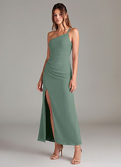 Azazie Eren Bridesmaid Dresses Eucalyptus Mermaid One Shoulder Chiffon Dress image1