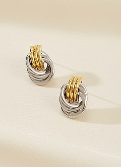 front Mixed Metal Interlocking Hoops